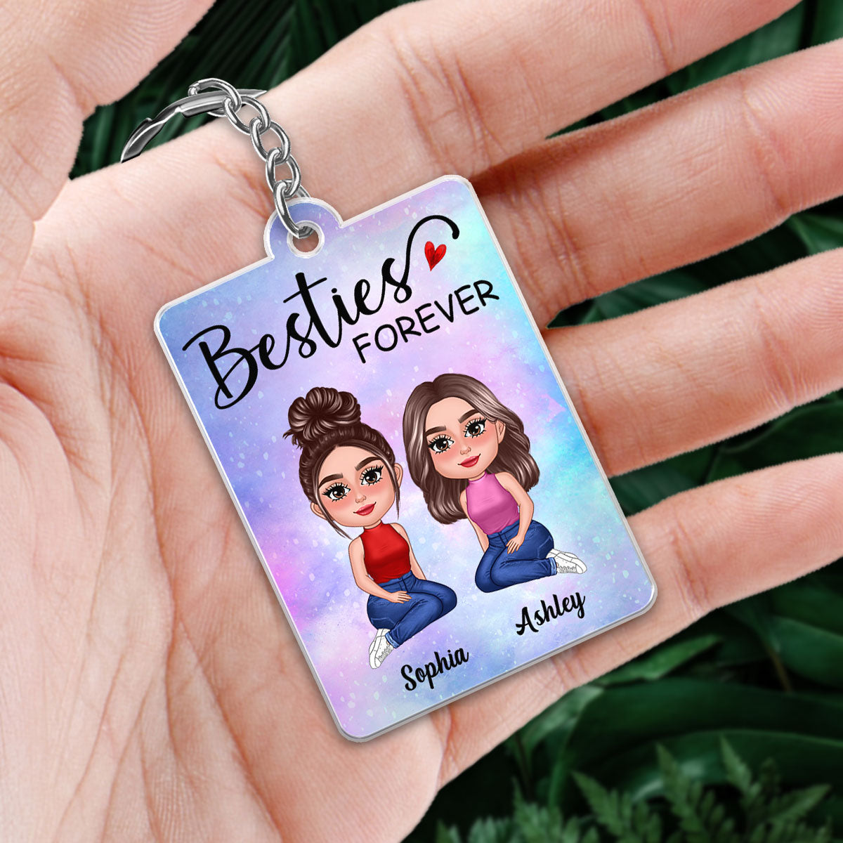 Pretty Doll Besties Sister Forever Favorite Song Scannable QR Code Personalized Acrylic Keychain