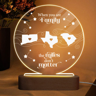 Long Distance Family Friends Siblings Sisters Besties Personalized Circle LED Night Light, Togetherness Christmas Gift