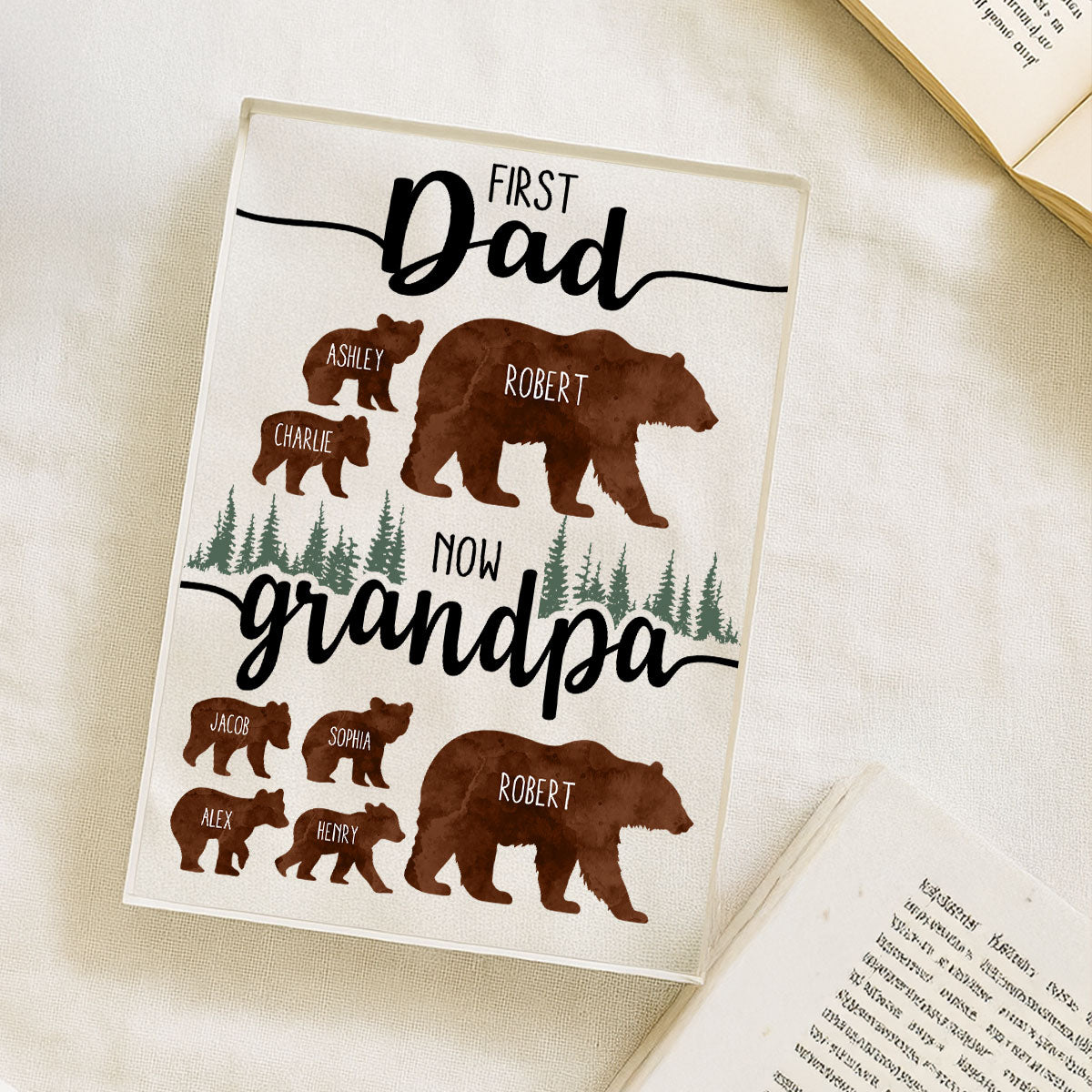 First Dad Now Grandpa Bear Personalized Acrylic Block, Father's Day gift for Dad, for Grandpa