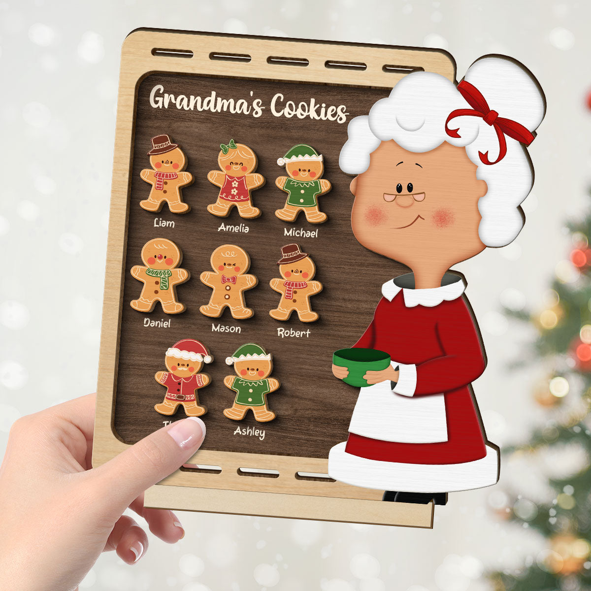 Christmas Grandma's Cookies Personalized 2-Layer Standing Wooden Plaque