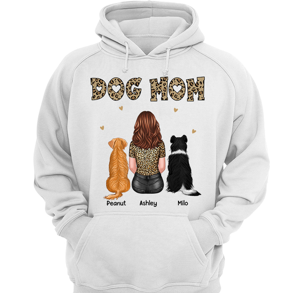 Dog Cat Mom Leopard Back View Personalized Shirt - Gift For Dog Lover, Cat Lover - Gift For Pet Lover