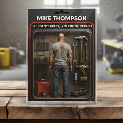 Garage DIY Mechanic Dad Grandpa Man Realistic Figure Style Personalized Acrylic Block Plaque