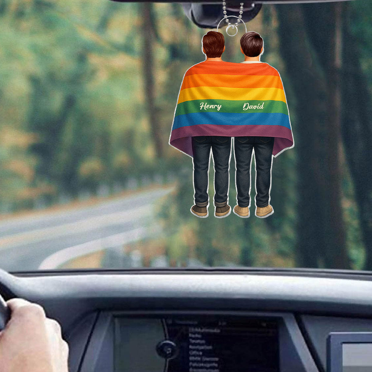 Pride Month LGBT Couple Love Wins Personalized Acrylic Car Hanger, Gift For Couple