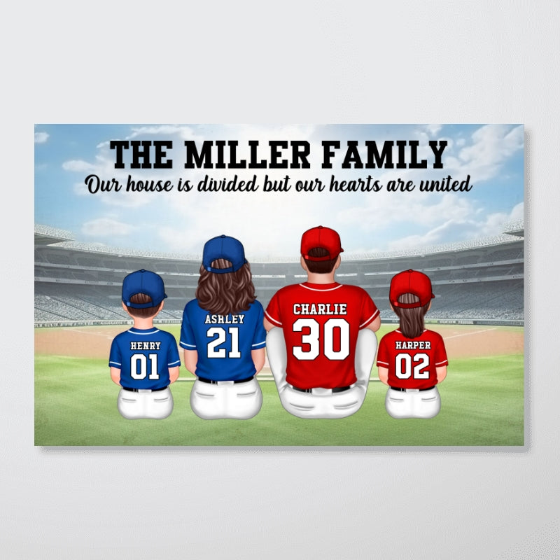 Home Sweet Rivalry House Divided Hearts United Baseball Family Decor Personalized Poster