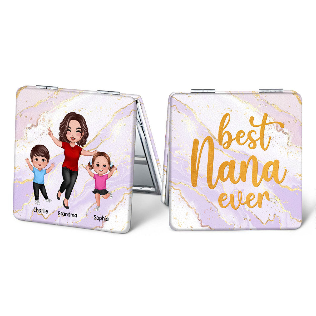 Best Grandma Mom Ever Personalized Square Compact Mirror