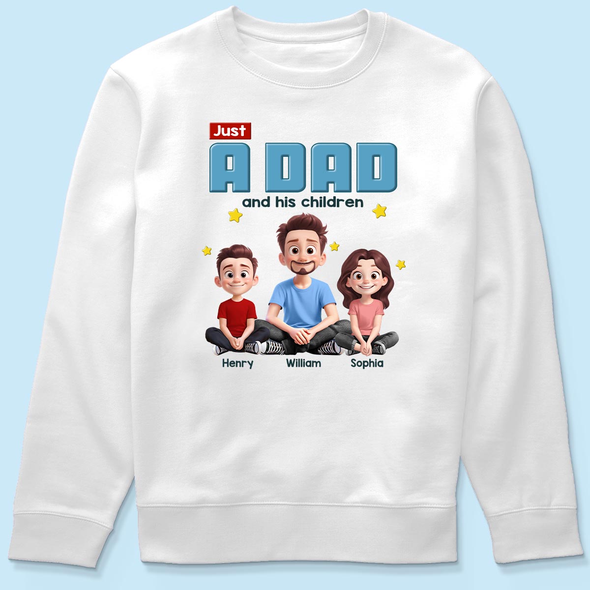 Just A Dad And His Kids Cartoon Funny Style Personalized Shirt, Gift For Dad