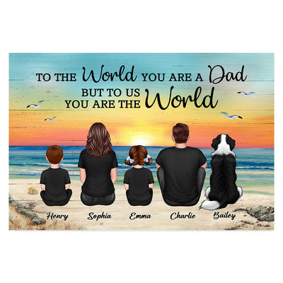 Custom Family Retro Vintage Beach Landscape Poster, Gift For Husband, Dad, Grandpa