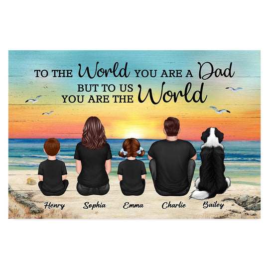 Custom Family Retro Vintage Beach Landscape Poster, Gift For Husband, Dad, Grandpa
