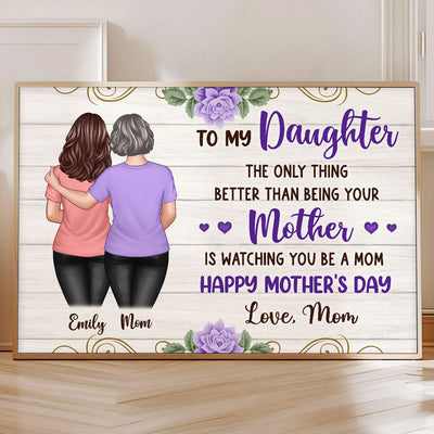 Purple Flowers To My Daughter From Mom Happy Mother's Day Personalized Poster, Gift For Daughter