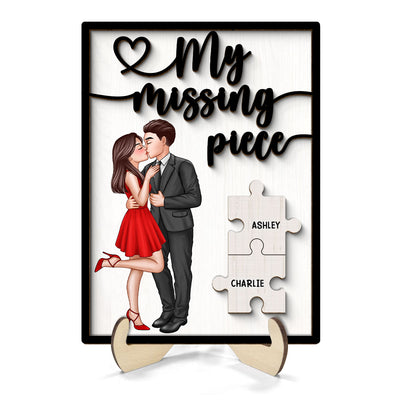 My Missing Piece Elegant Couple Valentine‘s Day Gift For Her Gift For Him Personalized 2-Layer Wooden Plaque