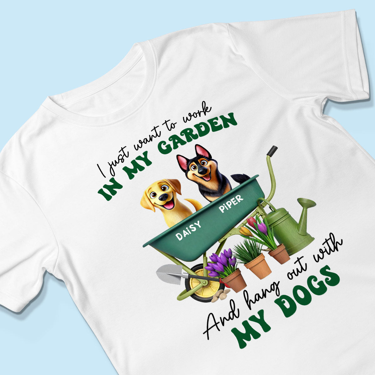 Work In Garden And Hang Out With My Dogs Personalized Shirt, 3D Cute Dogs