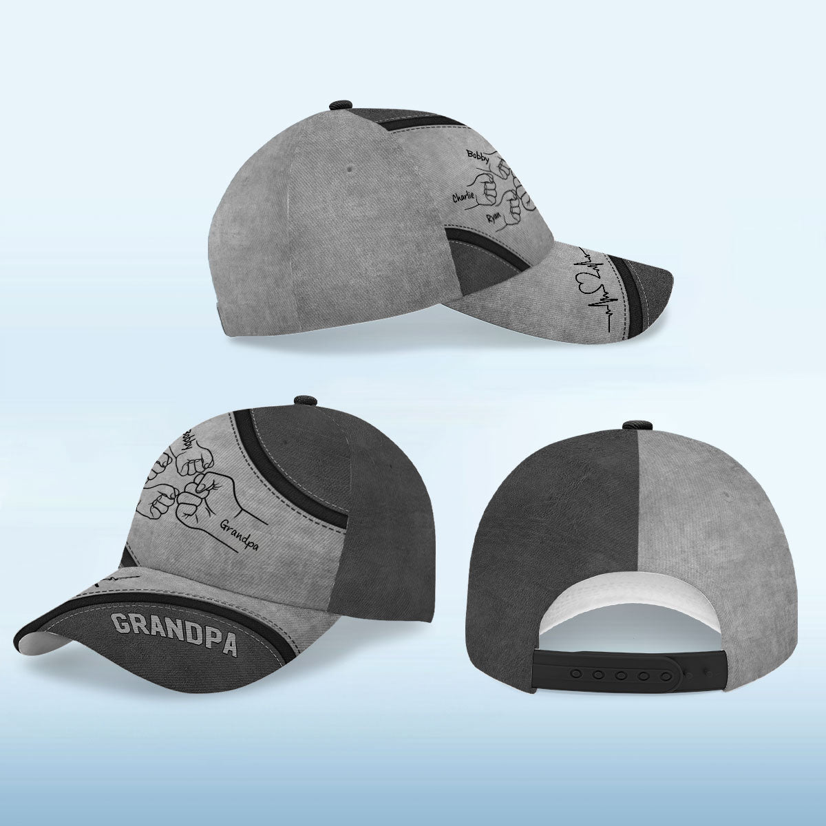 Grandpa's Team Fist Bump Personalized Classic Cap, Anniversary Gift For Grandpa, For Husband