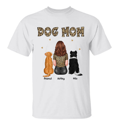 Dog Cat Mom Leopard Back View Personalized Shirt - Gift For Dog Lover, Cat Lover - Gift For Pet Lover