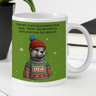 Funny Otter Christmas White Elephant Gift Exchange - Personalized Mug - Office Humor, Secret Santa