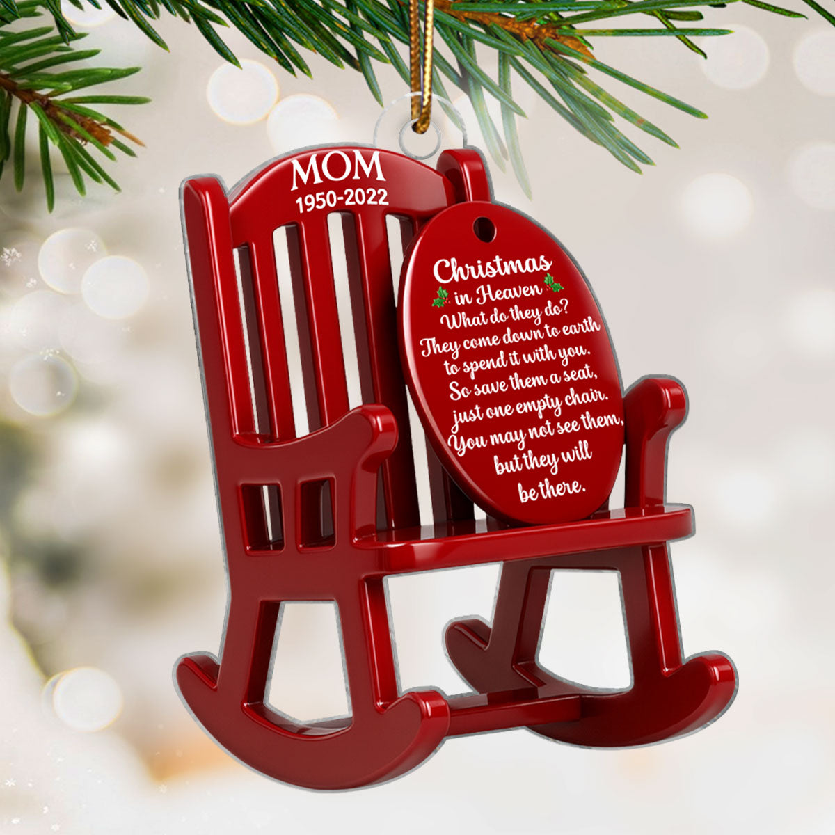 Christmas in Heaven Personalized 3D Effect Acrylic Rememberance Ornament, Heartwarming Gift for Loved Ones, Christmas Sympathy Gift