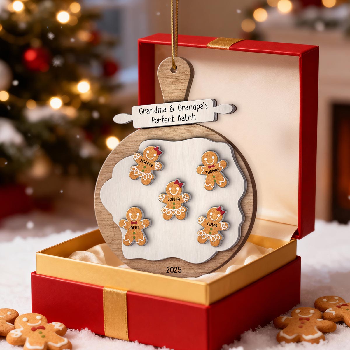 Gingerbread Cookie Perfect Batch - Personalized Spinning Charm Ornament