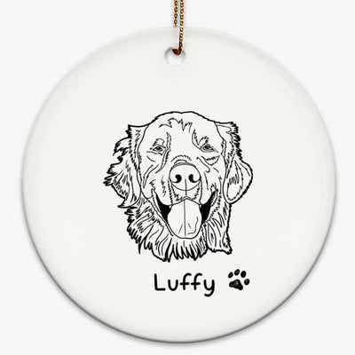 Simple Dog Head Outline Personalized Circle Ornament