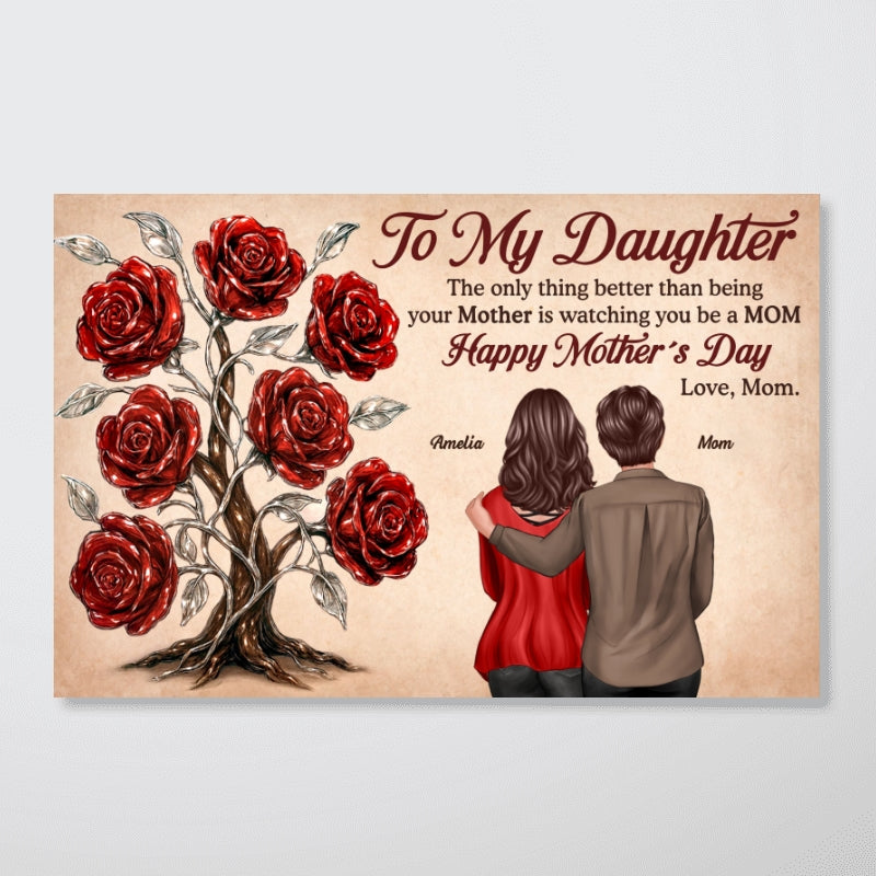 3D Effect Rose Tree To My Daughter From Mom Personalized Poster, Gift For Daughter
