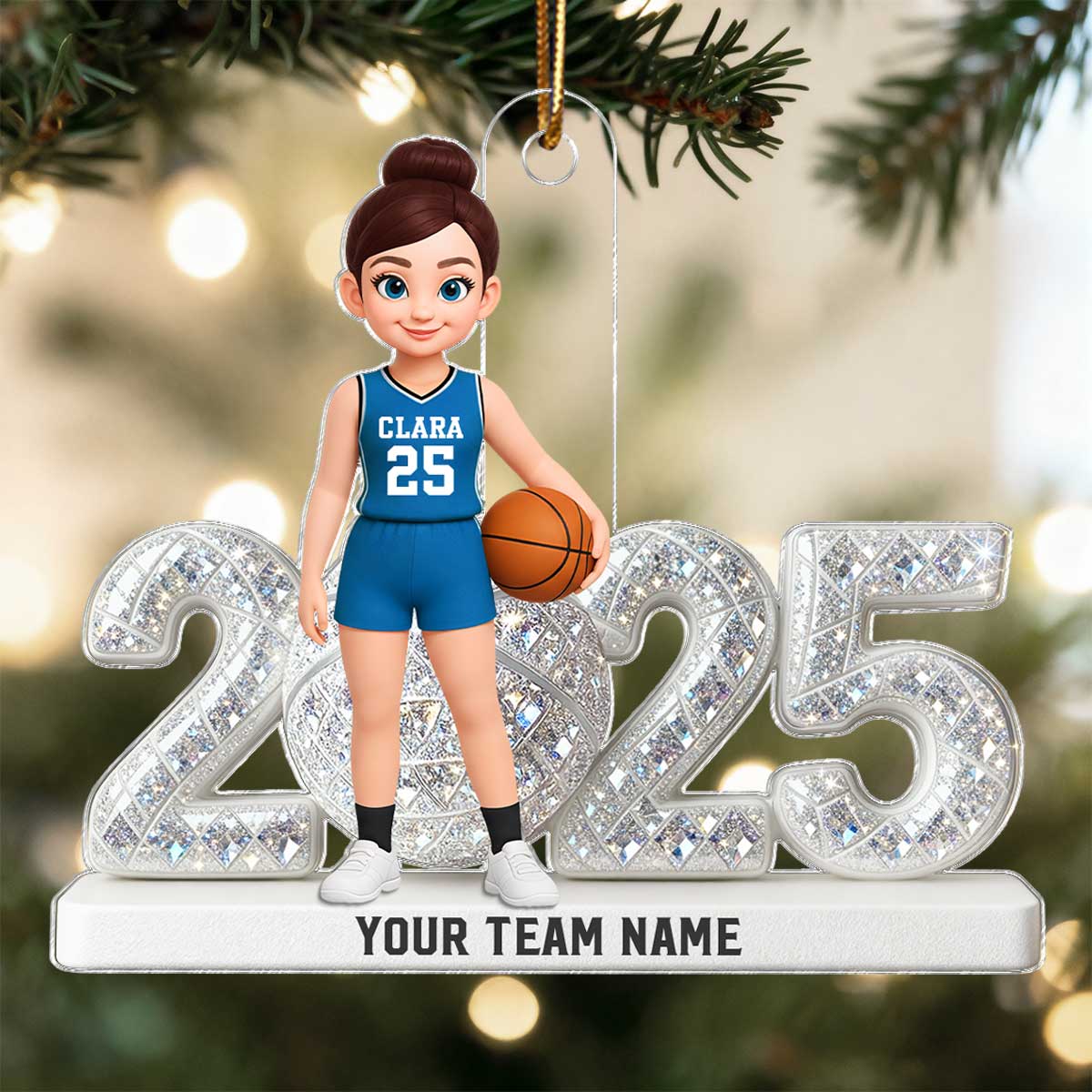 3D Shining Effect Christmas Basketball Player - Personalized Acrylic Ornament - Christmas Gift For Basketball Players