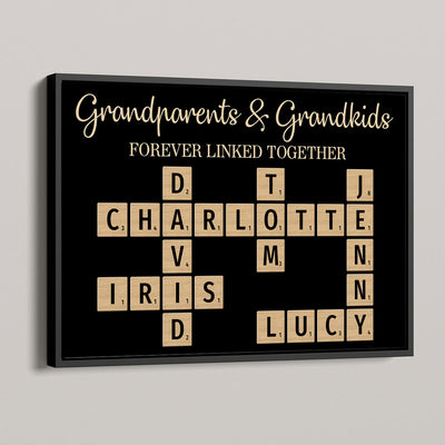 Grandma & Grandkids Forever Linked Together Crossword Puzzle - Personalized Poster - Unique Gift For Large Family, Parent, Grandma, Siblings, Brothers, Sisters