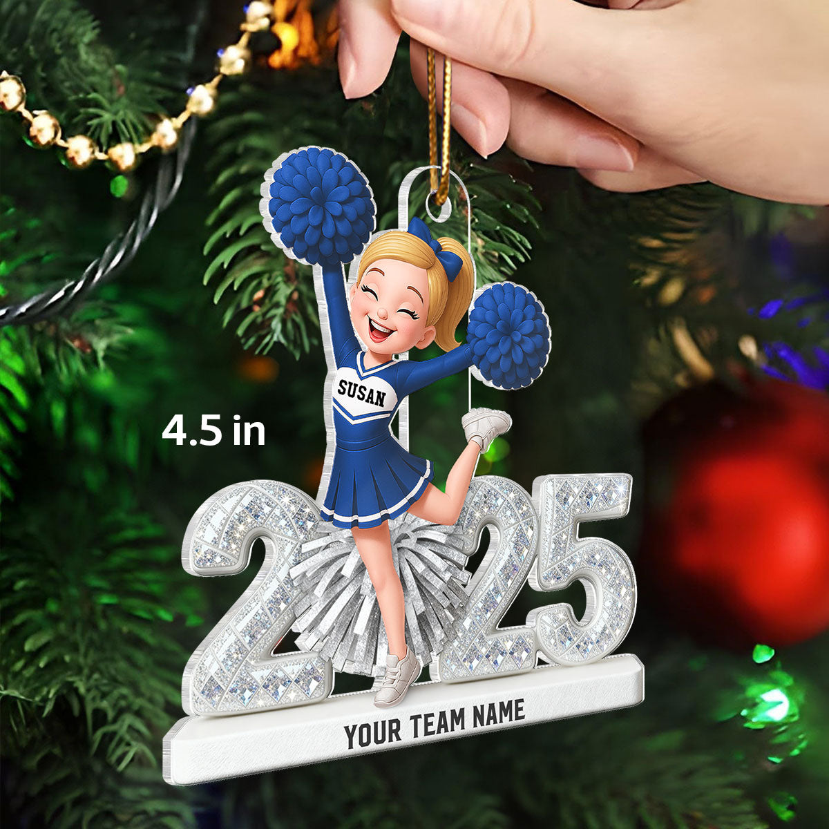 3D Shining Effect Cheerleader - Personalized Acrylic Car Hanger - Gift For Cheerleaders