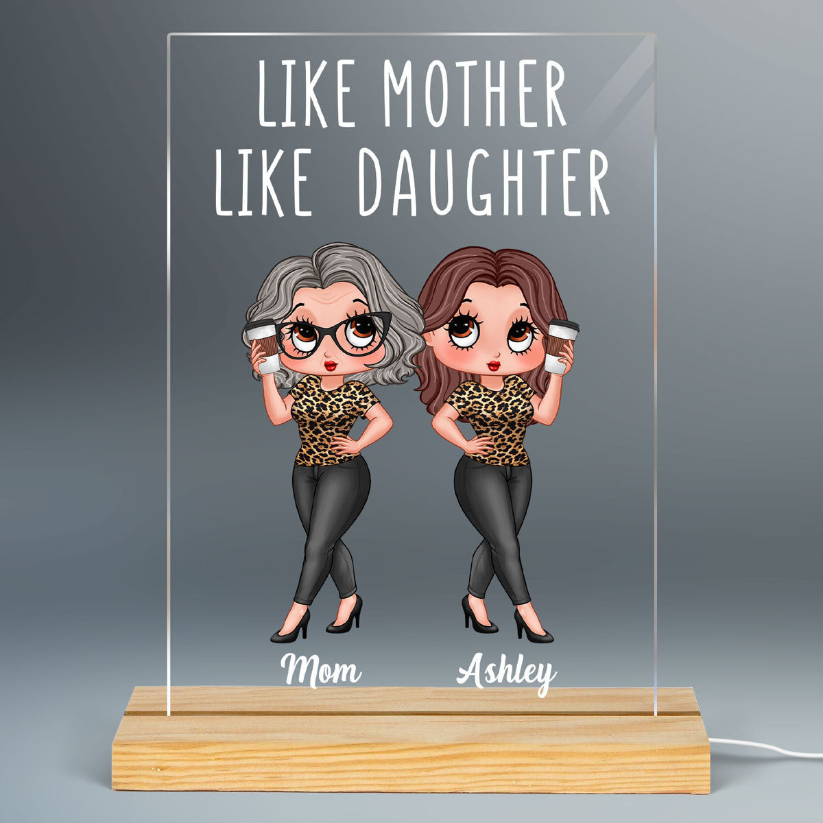 Pretty Sassy Like Mother Like Daughter Gift For Mom Personalized Rectangle Acrylic Plaque LED Night Light