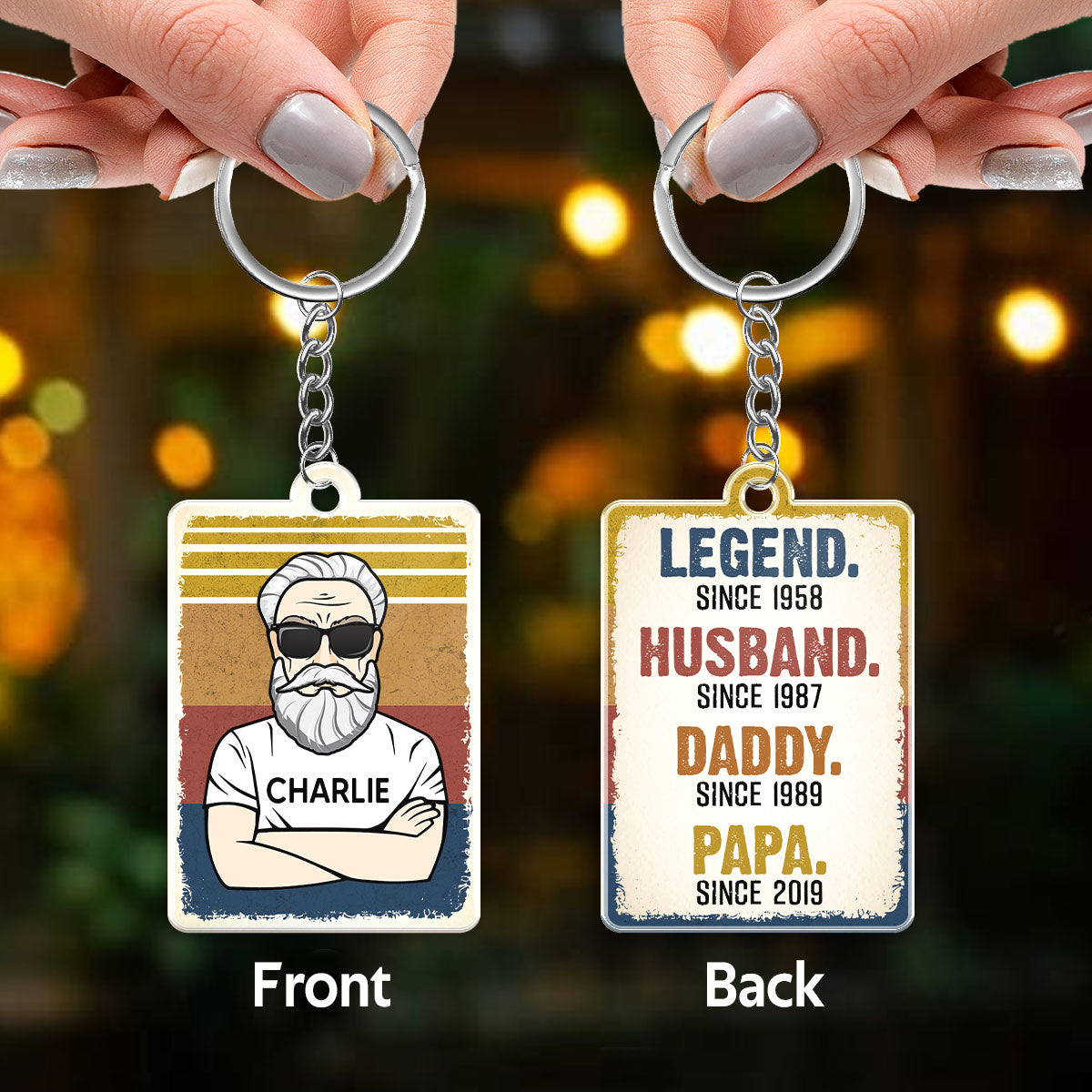 The Legend Grandpa Old Man Retro Personalized Acrylic Keychain
