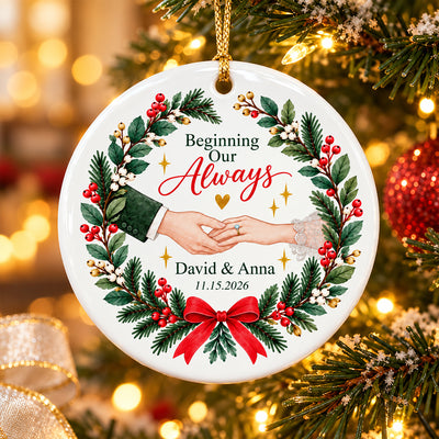 Our Forever Christmas Couple Hands - Personalized Ceramic Ornament - Love Keepsake for Couples, Romantic Gift for Newlyweds Husband Wife