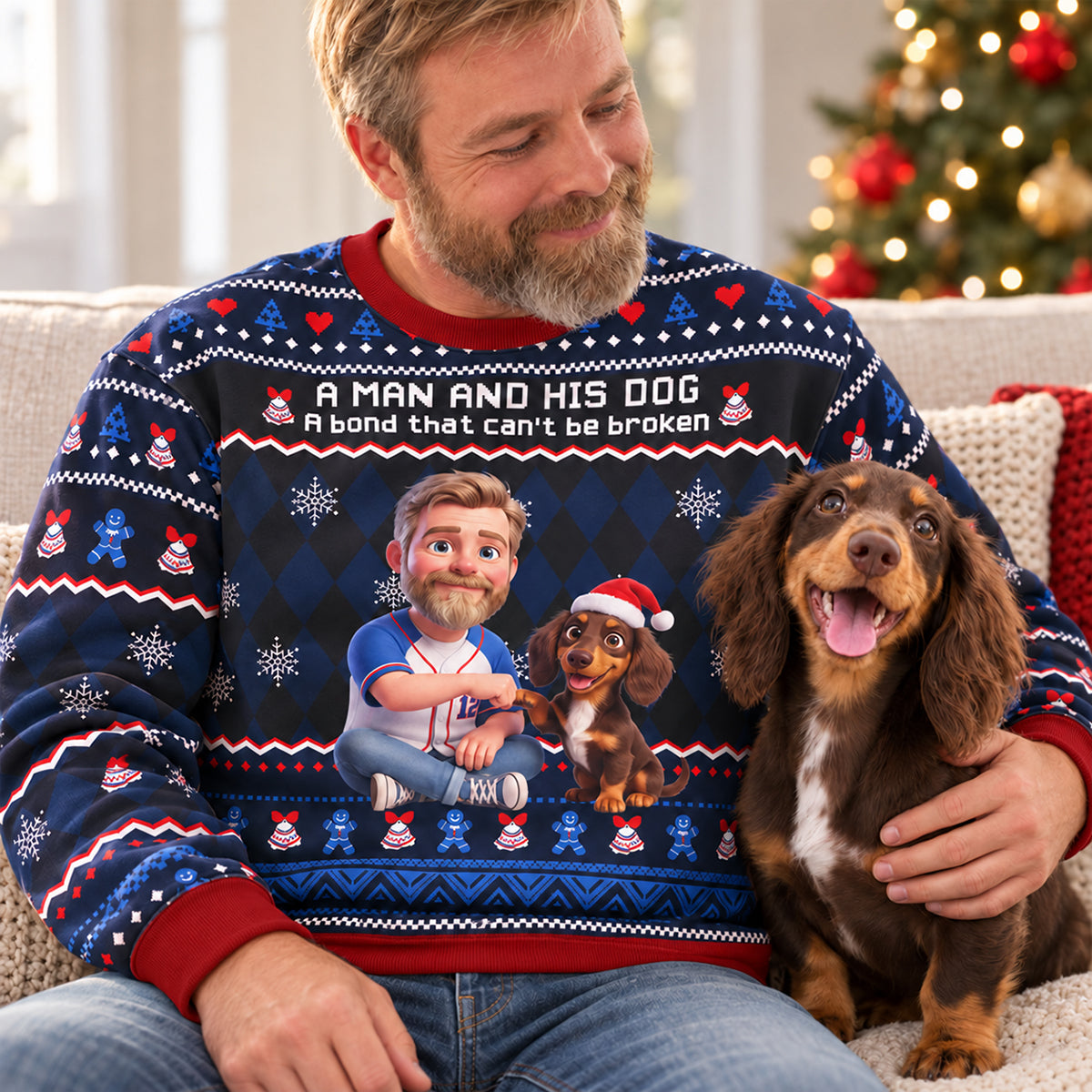 A Man and His Dog a Bond Can't be Broken - Personalized Sweatshirt - Funny Christmas Gift for Husband, Dad, Dog Dads