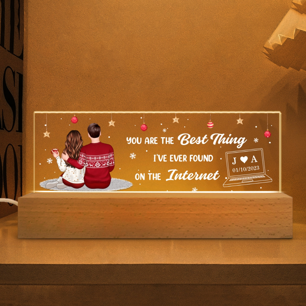 Best Thing On the Internet Personalized Acrylic Block LED Night Light, Christmas Gift for Couples