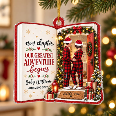 New Chapter Baby Arriving 2D Flat - Personalized Acrylic Ornament - Christmas Tree Decor For Expecting Couples, Pregnancy Keepsake