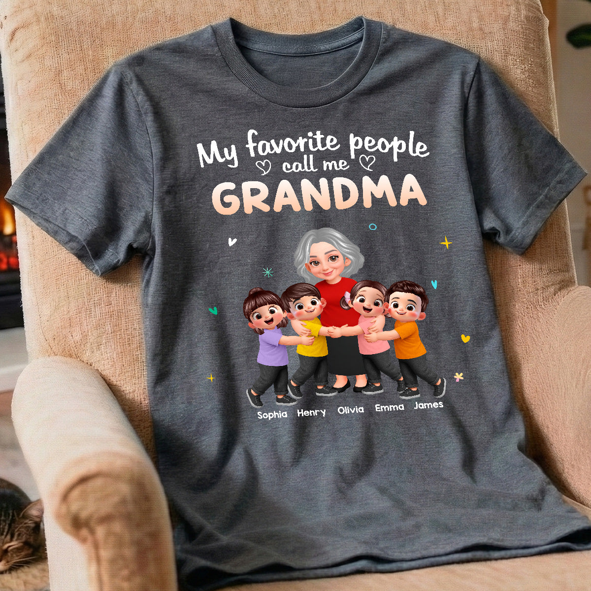 My Favorite People Call Me Grandma Happy Grandma Grandkids - Personalized Shirt - Gift For Grandma