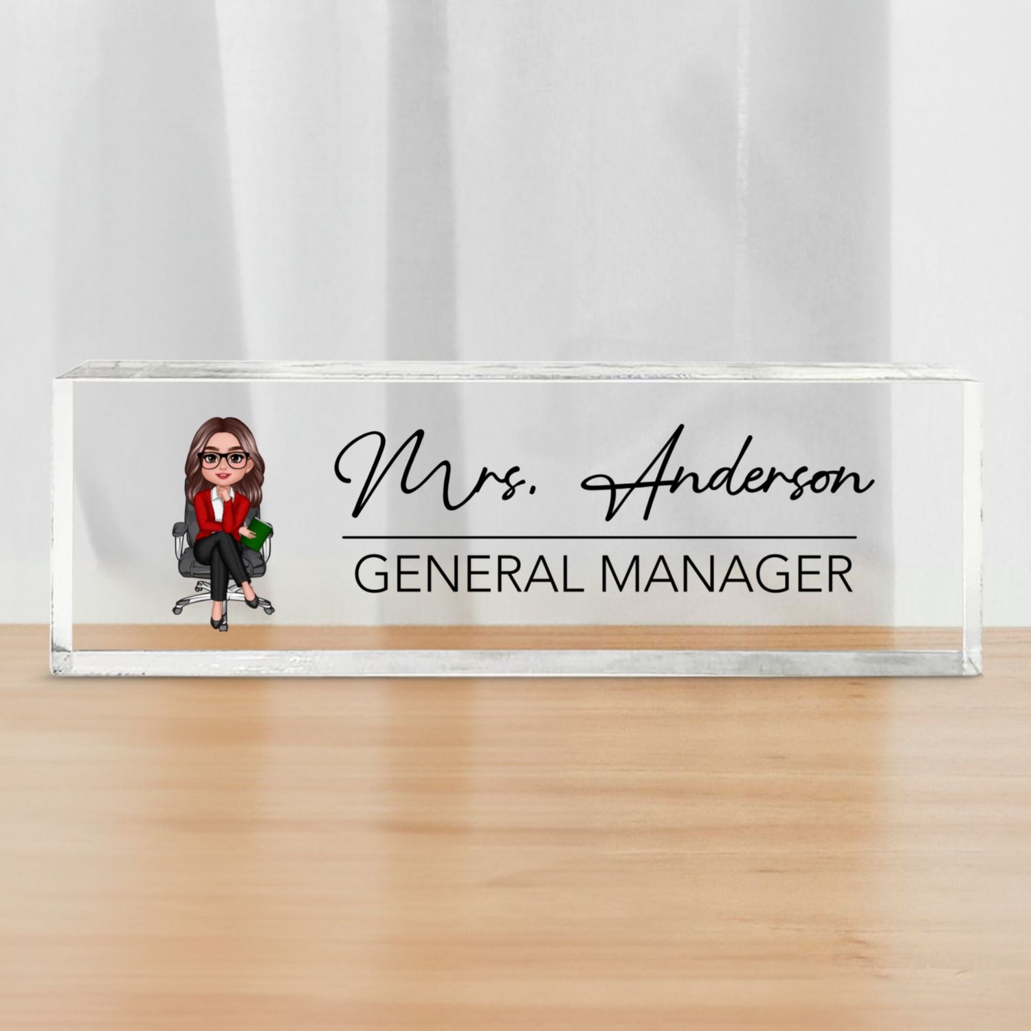 Woman Man Office Personalized Acrylic Desk Name Plate, Office Desk Decor, Gift For Colleagues, Coworkers