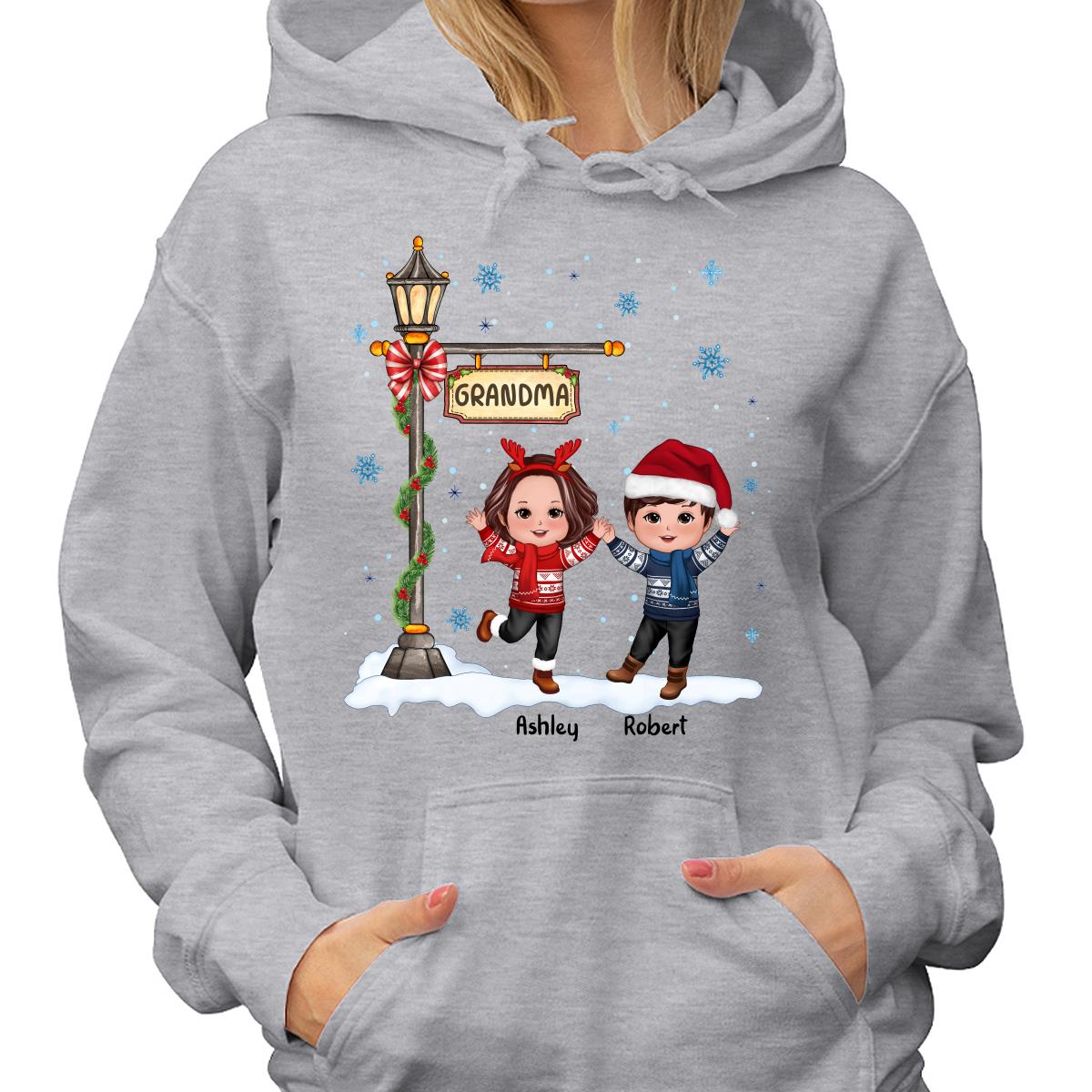 Happy Christmas Doll Kids Under Lamp Post Personalized Shirt
