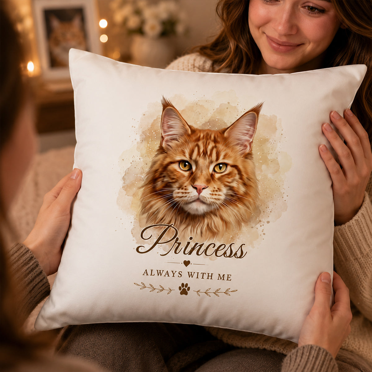 Custom Watercolor Pet Memorial - Personalized Pillow - Memorial Gift, Gift For Pet Lovers