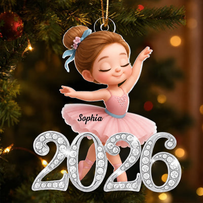 2026 Shining Effect Ballerina Girl - Personalized Acrylic Ornament - Christmas Gift for Kids, Grandkids