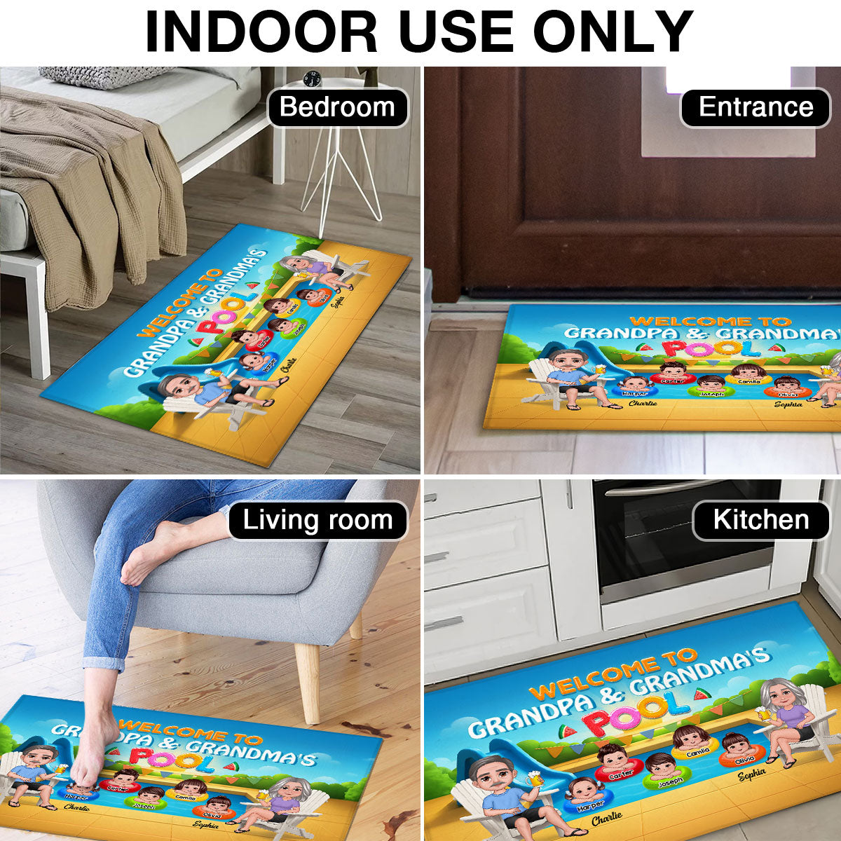 Summer Vibe Welcome To Grandpa Grandma Grandparents Pool Personalized Doormat