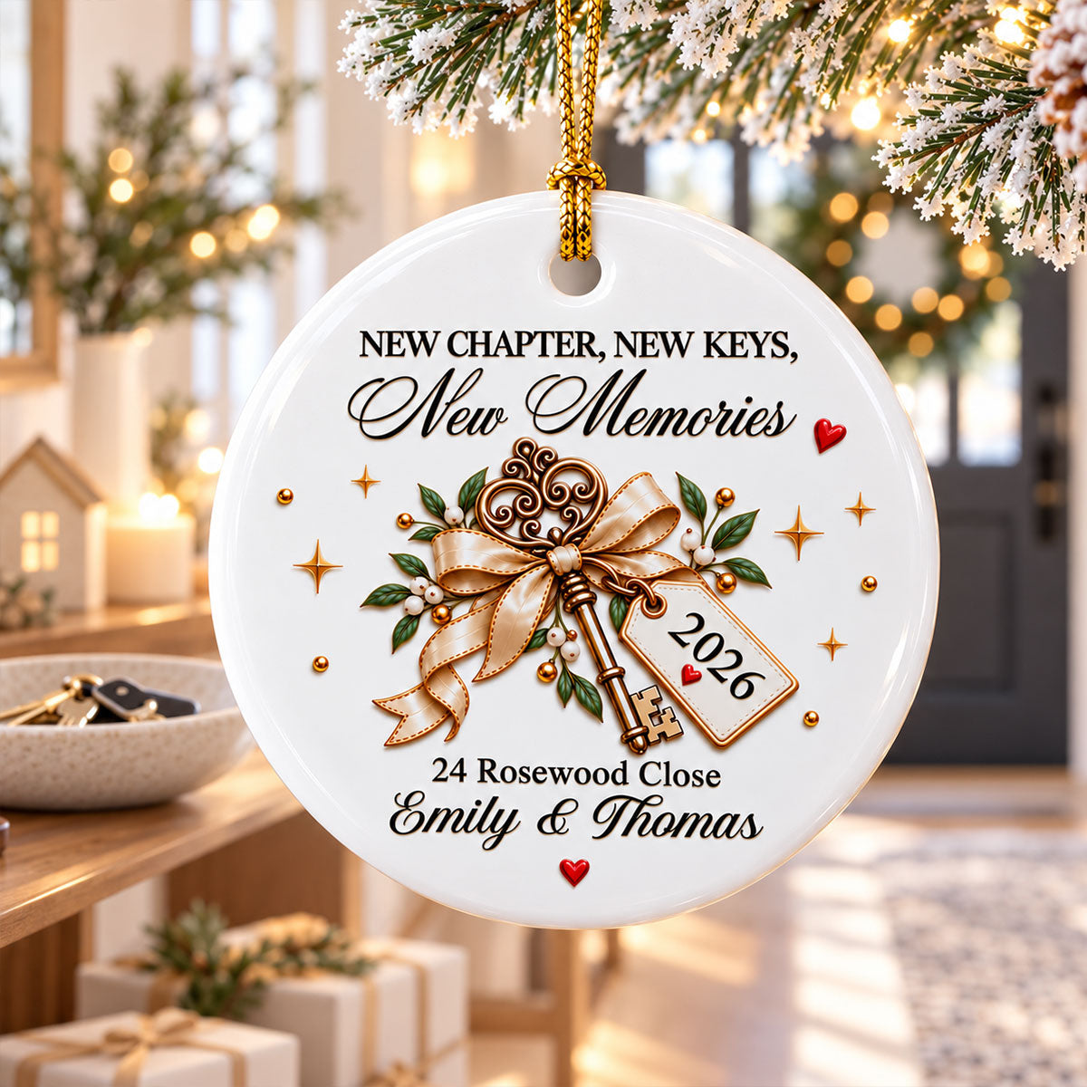 Trending New Home - Personalized Ceramic Ornament - New House Congratulations, Christmas Keepsake For Friends, Family