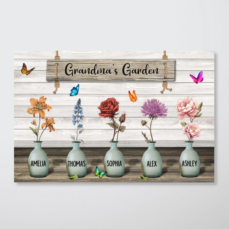 Custom Birth Month Flowers Poster, Gift For Grandma, Mom, Auntie