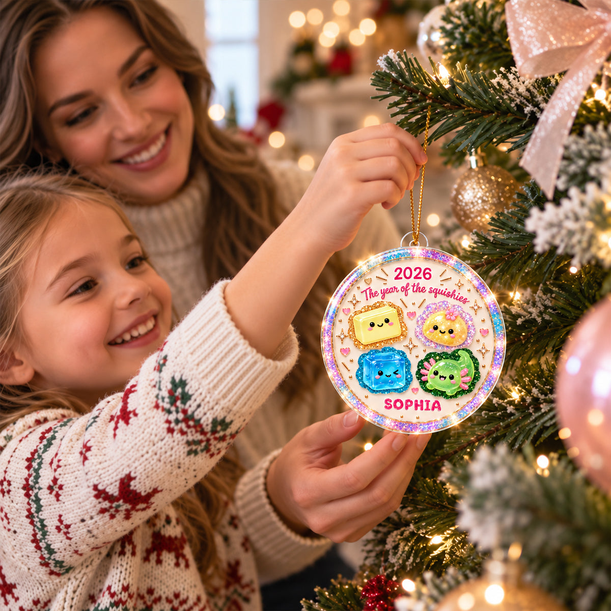 The Year of Squishy Glitter Dumpling - Personalized Acrylic Ornament - Christmas Gift for Boys, Girls