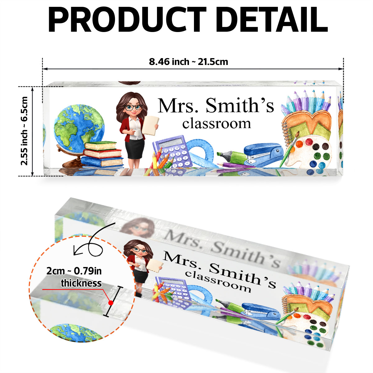 Teacher's Classroom Custom Teacher Name Sign - Personalized Name Desk Plate - Back to School Gift for Teacher