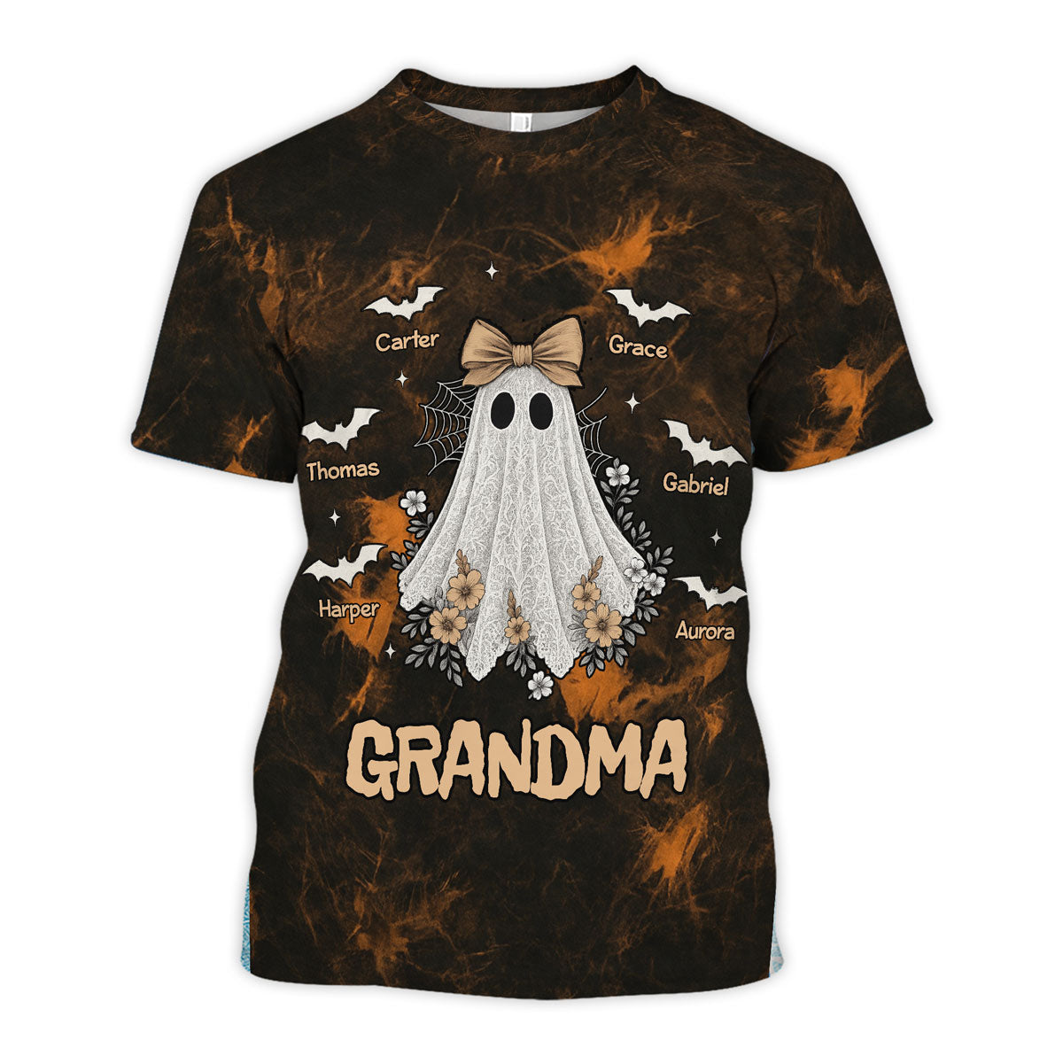 Halloween Faux Lace Pattern Boo Grandma Personalized Shirt