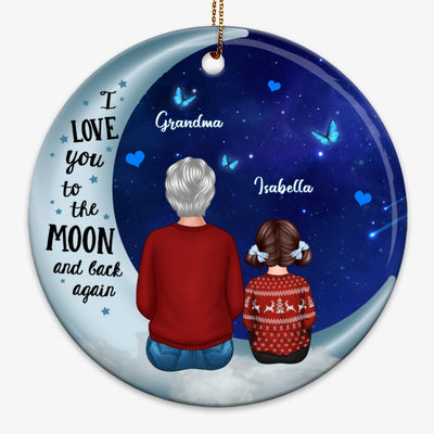 Love To The Moon Grandma Grandkids Personalized Circle Ornament