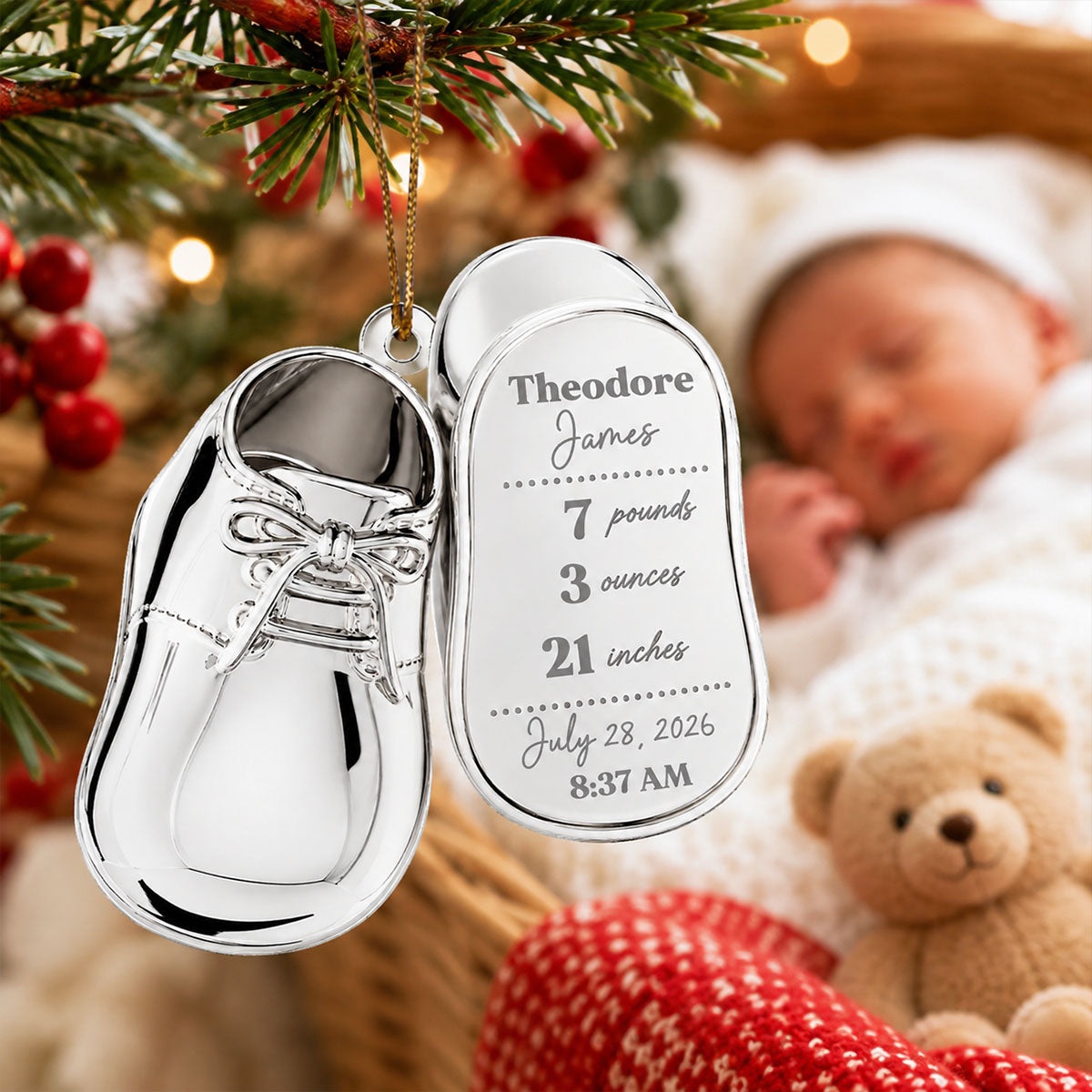 Baby Birth Stats 2D Flat - Personalized Acrylic Ornament - Newborn Christmas Gift for Mom, Dad