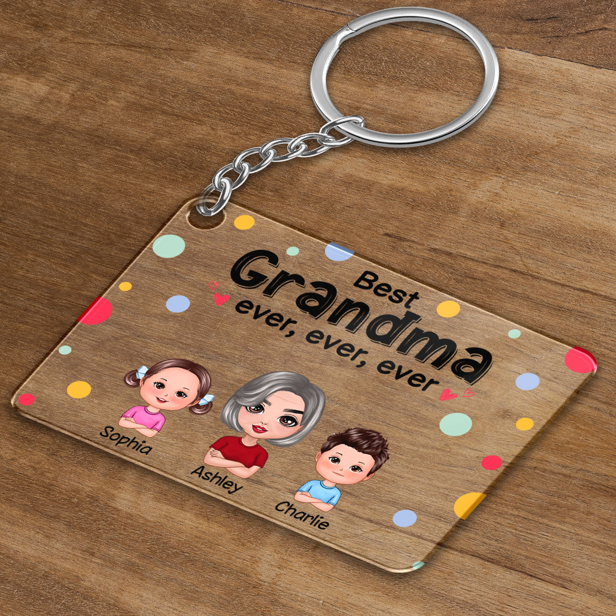 Best Grandma Mom Dad Grandpa Ever Doll Man Woman With Kids Personalized Acrylic Keychain