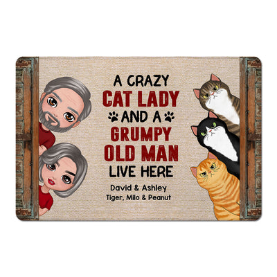 Couple Crazy Cat Lady Personalized Doormat