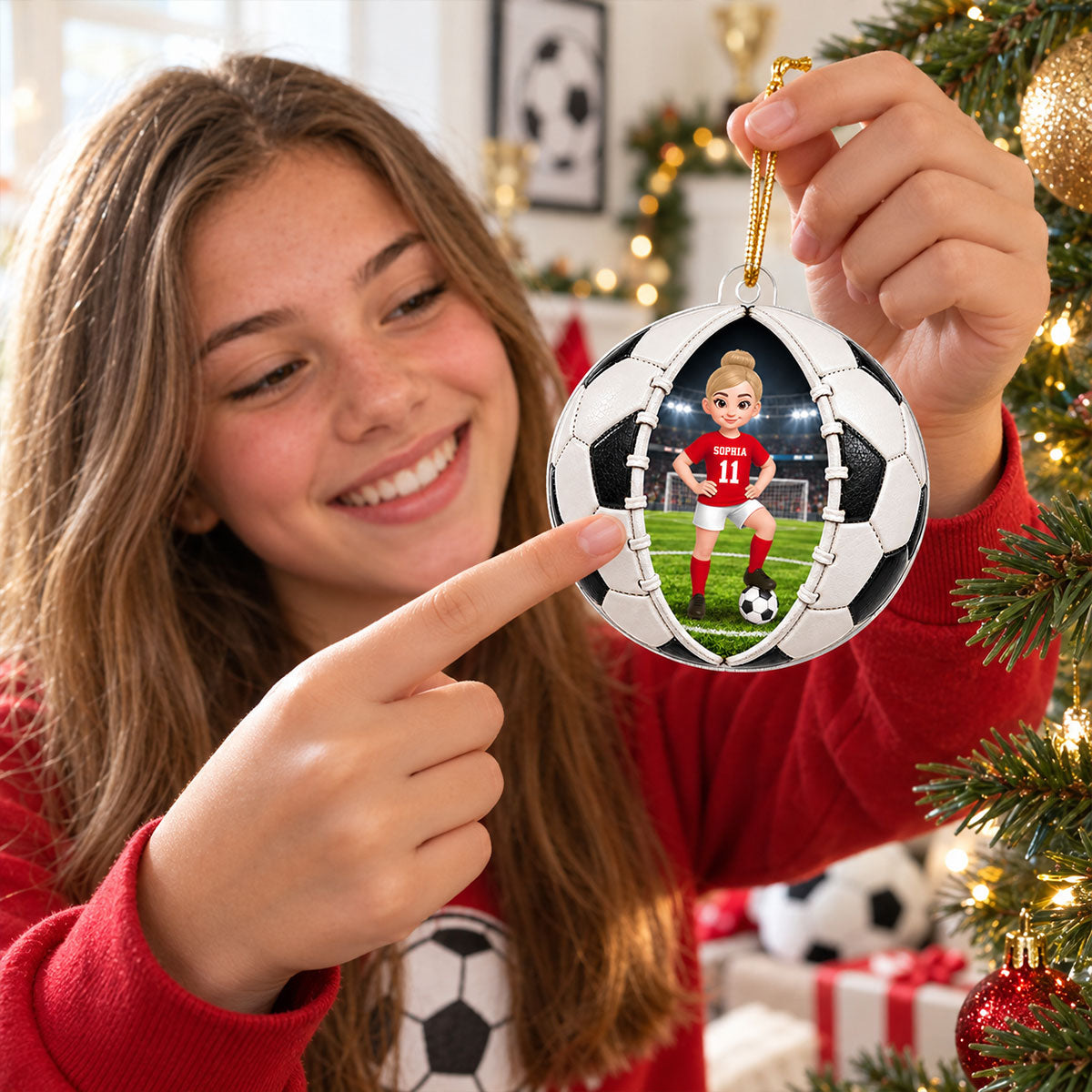 Soccer Ball Design - Personalized Acrylic Ornament - Christmas Gift For Daughter, Son, Grandkids