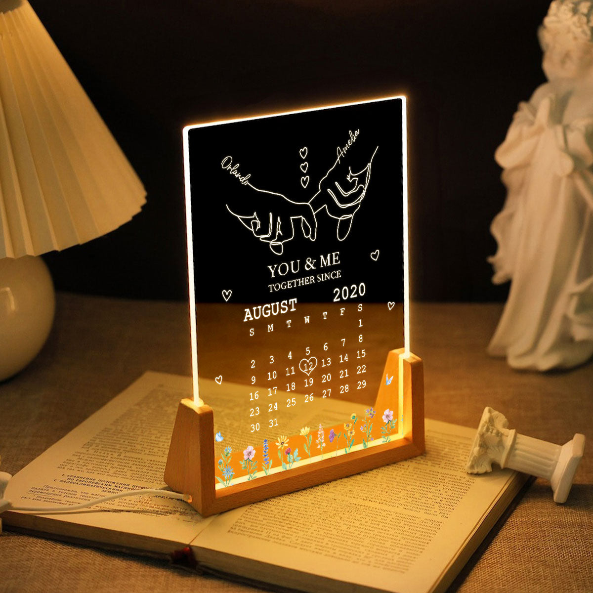 You & Me Together Since Personalized Couple Anniversary Gift, Gift for Wife Husband Girlfriend, Custom LED Night Light