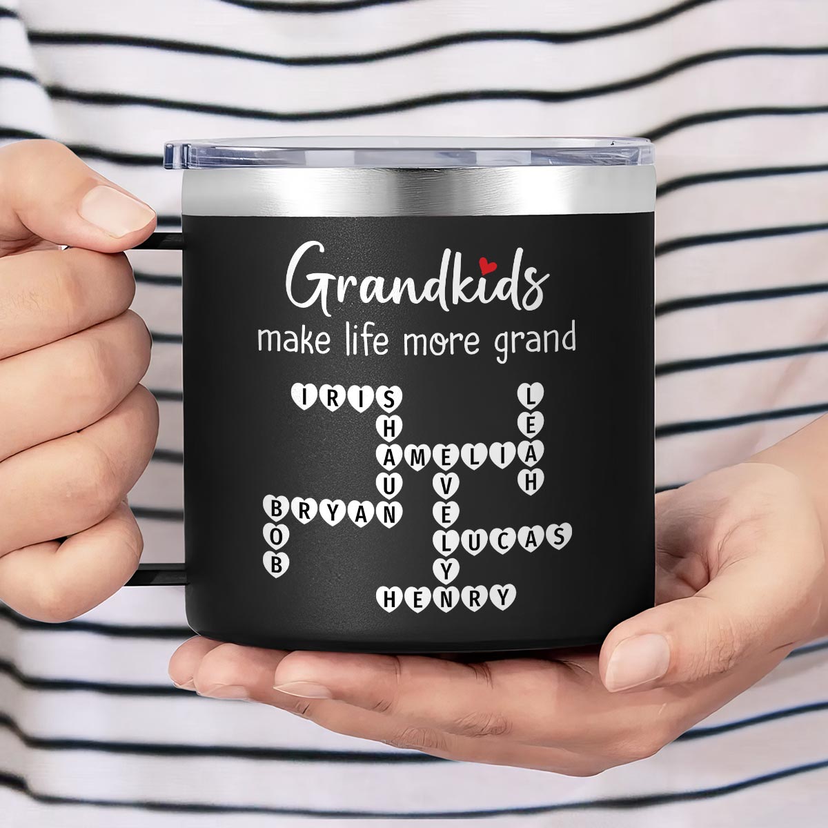 The Greatest Gift You Ever Know Crossword Puzzle Art Gift For Grandma Personalized Stainless Steel Tumbler With Handle