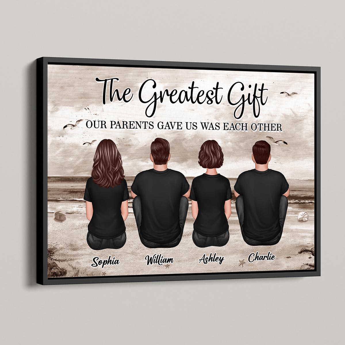 Brothers Sisters Siblings Retro Vintage Beach Landscape - Personalized Poster - Christmas Gift For Sisters, Brothers, Siblings